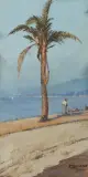 Fausto Zonaro, Una Palma Sulla Costa Azzurra, oil on tavoletta