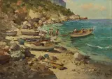 Felice Giordano, Pescatori Sulla Spiaggia
