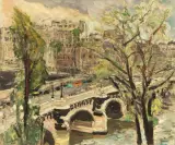 Mario Cavaglieri, Le Pont Neuf Au Printemps, oil on canvas