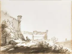 Paesaggio Con Antiche Mura by Giovanni Battista Busiri, pencil nera, offered Apr 2021