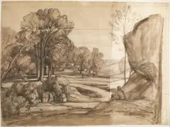 Louis-Nicolas Cabat, Paesaggio Arcadico, pencil nera