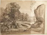 Louis-Nicolas Cabat, Paesaggio Arcadico, pencil nera