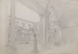 Philippe Benoist, Il Cortile Ottagono In Vaticano, pencil nera