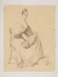 Giuseppe Moricci, Donna Con Bimbo, grafite on paper filigranata