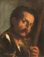 Figura Maschile Con Bastone by Pietro della Vecchia, oil on panel, offered Apr 2021