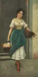Luigi Fontana, Figura Di Popolana Con Cesto, oil on canvas