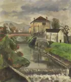 Alberto Caligiani, Paesaggio, oil on canvas