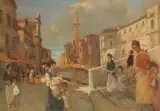 Attilio Achille Bozzato, Veduta Di Chioggia, oil on canvas