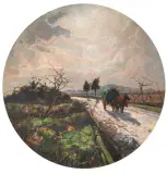 Paesaggio Con Carretto by Gino Romiti, oil on compensato, offered Apr 2021