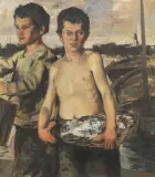 Cosimo Privato, Pescatori, oil on canvas