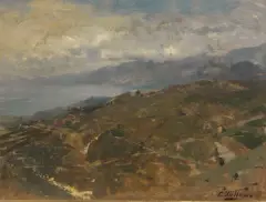 Costiera by Cesare Tallone, oil on tavoletta, offered Apr 2021