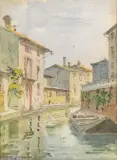 Naviglio Interno by Arturo Ferrari, watercolour and pencil on paper, offered Apr 2021