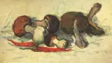 I Funghi by Giovanni Bartolena, oil on tavoletta, offered Apr 2021