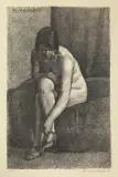 Llewelyn Lloyd, Nudo Che Si Allaccia Le Scarpe, lithograph