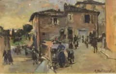 Paese Dell'Umbria by Alphons Hollaender, oil on card, offered Apr 2021