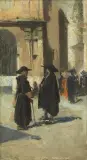 Vincenzo Cabianca, Per La Via, oil on canvas