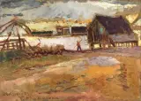 Reti A Calambrone by Ulvi Liegi, oil on cardboard, offered Apr 2021