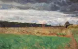 Plinio Nomellini, Scorcio Di Campagna Toscana, oil on card
