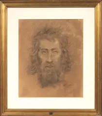 Ritratto Maschile by Decimo Passani, mixed media on paper, offered Mar 2021