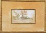 Carlo Balestrini, Figura A Cavallo Nel Parco, mixed media on paper