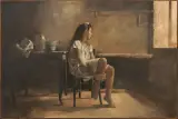 Giorgio Scalco, Interno Con Elena E La Gabbia, oil on canvas
