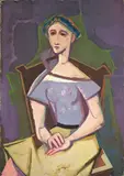 Sitzende Dame“. (Vor) 1955 by Karl Hofer, Öl auf Leinwand, sold Nov 2009