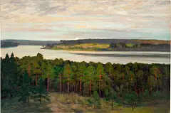 Walter Leistikow, Abendliche Havellandschaft bei aufgehendem Vollmond, Öl auf Leinwand