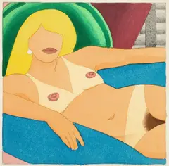 Study for Nude Silkscreen by Tom Wesselmann, 1976, Liquitex und Bleistift auf leichtem Karton, sold Nov 2011