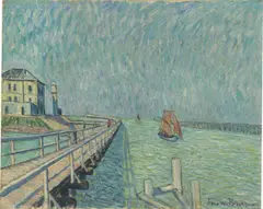 Theo von Brockhusen, Landungsbrücke in Nieuport, 1910, Öl auf Leinwand