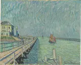 Theo von Brockhusen, Landungsbrücke in Nieuport, 1910, Öl auf Leinwand