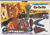 Die Liebe zu den drei Orangen by A. R. Penck, 1982, Öl auf Leinwand, sold Dec 2021
