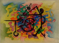 Oskar Fischer, Der liebe Scherenschleifer“. (Vor) 1919, Öl über Bleistift auf Leinwand. Doubliert