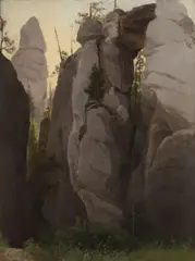 August Piepenhagen, Rock Formations, 1820s, oil on paper, fixed on a cardboard