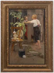 Josef Douba, Push-Of-War, Around 1900, oil on canvas