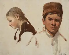 Jan Václav Mrkvička, Portrait of a Boy and a Girl, Late 19th/early 20th century, oil on canvas on cardboard