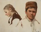 Jan Václav Mrkvička, Portrait of a Boy and a Girl, Late 19th/early 20th century, oil on canvas on cardboard