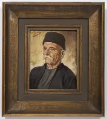 Jan Václav Mrkvička, Portrait of Bulgarian Man, Early 20th century, oil on plywood