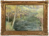 Vaclav Radimsky, Seine in Autumn Weather, Around 1900, oil on cardboard