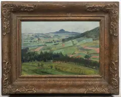 Kumburk and Levín Slope in Spring by František Kaván, 1907-1909, oil on cardboard, sold Jun 2025