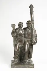 B. Černý, The Skiers, 1933, Patinated plaster
