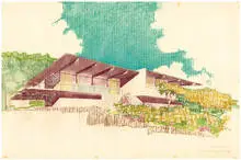 Richard Neutra, Architectural Rendering of the Linn Residence, c. 1960, Pastel and graphite on paper