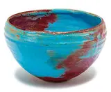 Bowl with blue and red glaze by Beatrice Wood, Executed c. 1980, sold Oct 2015