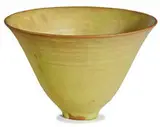 Gertrud and Otto Natzler, Conical bowl with velvet chartreuse mat glaze
