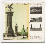 Christo, The Pont Alexandre III, Wrapped, Project for Paris, 1991, Color lithograph with collage on Museum board