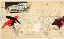 Lebbeus Woods, Untitled (The Utopia), c. 1995, Mixed-media collage on illustration board