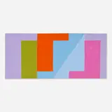 Josef Zenk, Composition in Purple and Blue, oil on Masonite