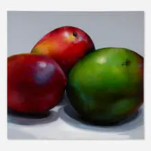 Three Mangoes by Tom Seghi, 1991, acrylic on canvas, sold Dec 2022