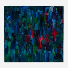 Solomon Ethe, Blue, Green and Red Composition, 1961, oil on canvas