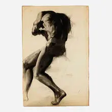 John R. Grabach, Figure Study, charcoal on paper