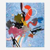 Helen Bershad, Take Five, 1985, oil and collage on canvas